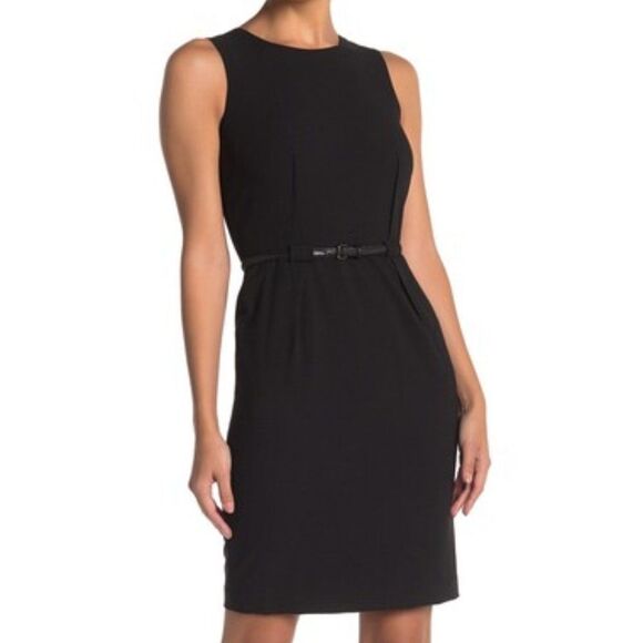 Calvin Klein Belted Sheath Dress Sleeveless NWT - Picture 1 of 12
